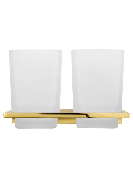 Два стакана для зубных щеток с держателем WONZON & WOGHAND ECLIPSE, глянцевое золото WW-9128-LG