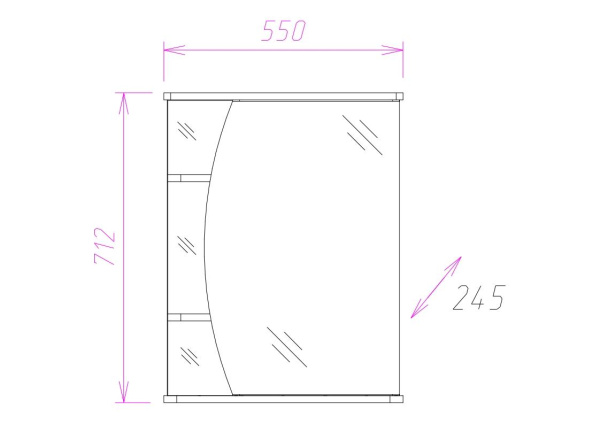 Зеркало-шкаф c подсветкой Onika Луна 55 (55x71,2) 205520