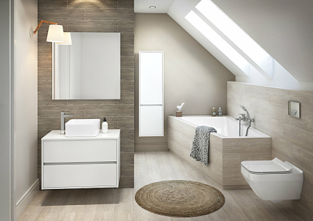 Комплект унитаза с инсталляцией Cersanit Crea 64443 с сиденьем микролифт и клавишей смыва хром глянцевый