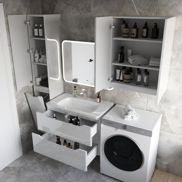 Тумба под раковину Style Line Марелла 80 Люкс Plus СС-00002411 белый глянец