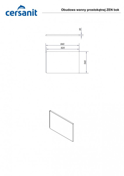 Панель для ванны боковая Cersanit ZEN 85 P-PB-ZEN*85