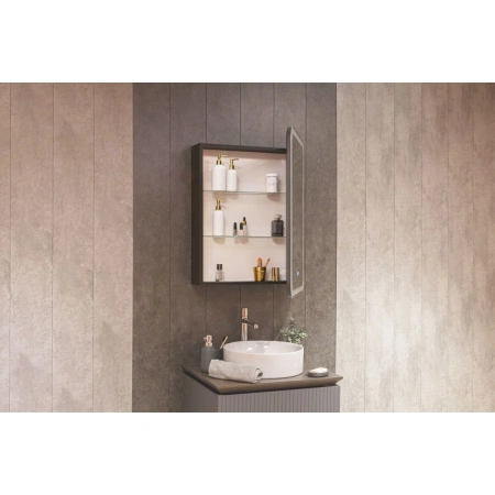 Зеркало-шкаф с подсветкой Art&Max PLATINO AM-Pla-600-800-1D-R-DS-FC-H-T-Grey