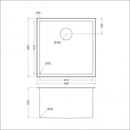 Кухонная мойка (45х45) EMAR EMB-113 PVD Nano Dark