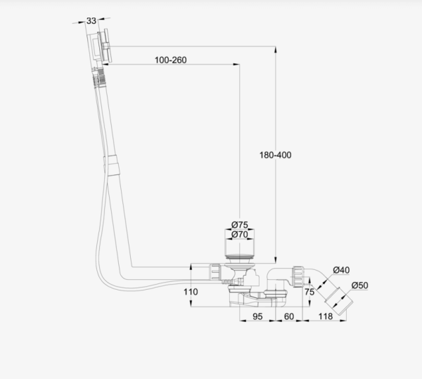 Слив-перелив для ванны полуавтомат стандартный Bette Multiplex M5 B600-000 хром