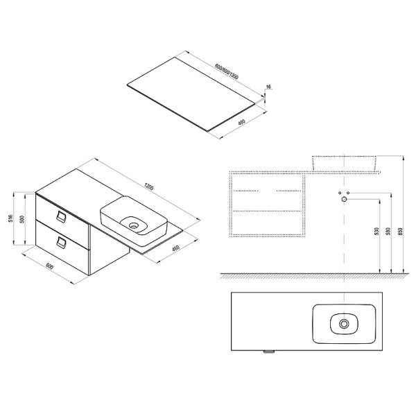 Столешница под раковину Ravak Comfort 120 X000001381