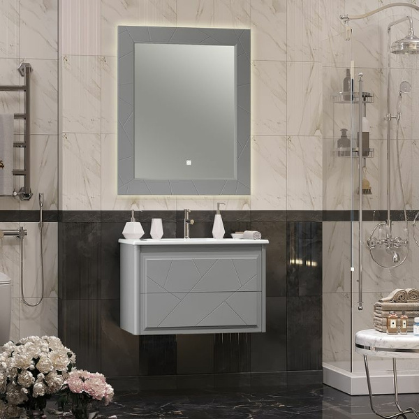 Тумба под раковину Opadiris Луиджи 80   00-00006180 серый матовый (без раковины)