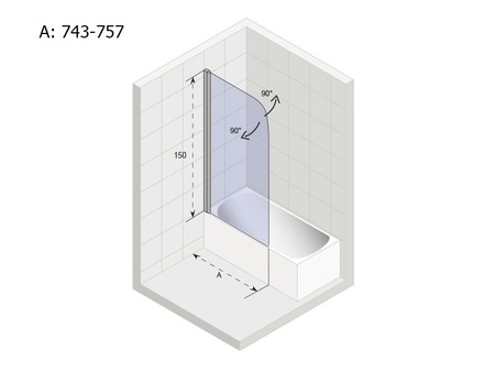 Шторка для ванной (75х150) Riho Novik G003043120
