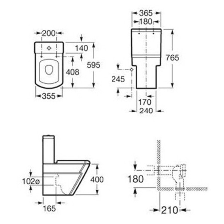 Унитаз с бачком напольный Roca Hall 342629000+341620000+801622004 микролифт 