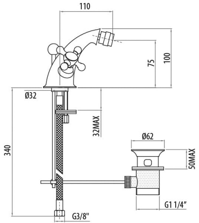 Смеситель для биде Gattoni Vivaldi 1236012V0br
