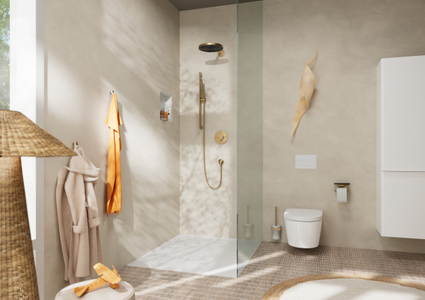 Держатель туалетной бумаги с полкой Hansgrohe AddStoris 41772140 шлифованная бронза