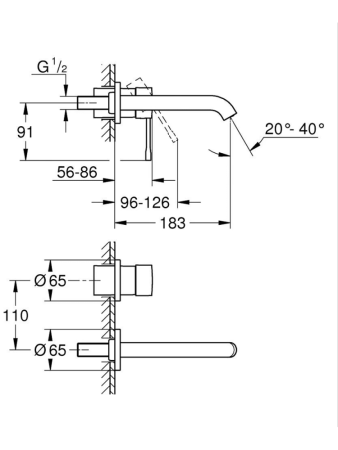 Смеситель для раковины на два отверстия Grohe Essence New 19408 2431 (194082431) черны матовый
