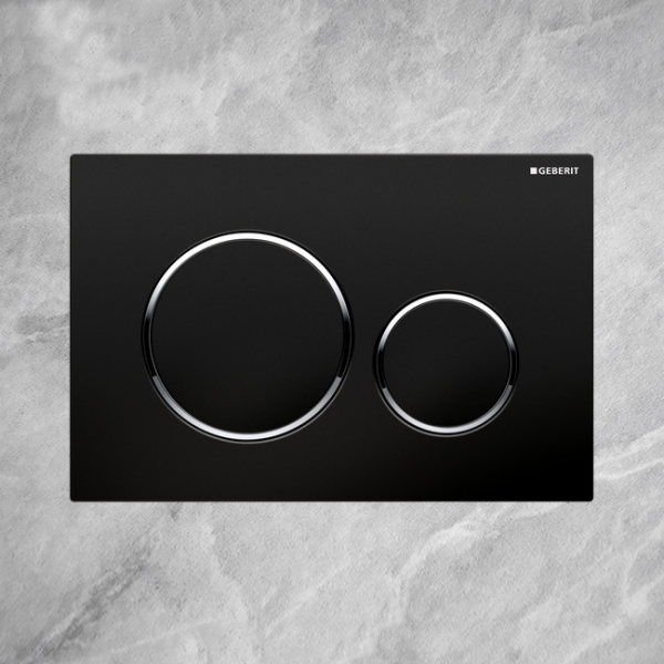 Смывная клавиша Geberit "Sigma20" пластик, чёрный/хром глянец 115.882.KM.1 Смывная клавиша Geberit "Sigma20" пластик, чёрный/хром глянец 115.882.KM.1