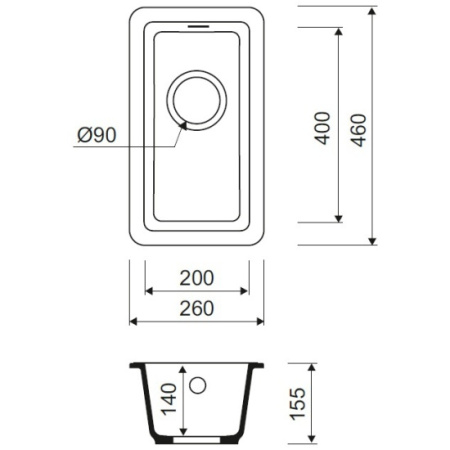 Мойка кухонная из искусственного гранита IDDIS Tanto (TU1P261i87)