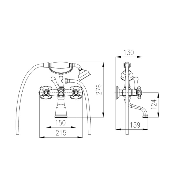 Смеситель для ванны Rav Slezak Morava Retro MK159.5/2CMATSM
