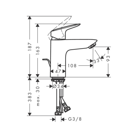 Смеситель для раковины с донным клапаном Hansgrohe Logis LowFlow 71104000 хром