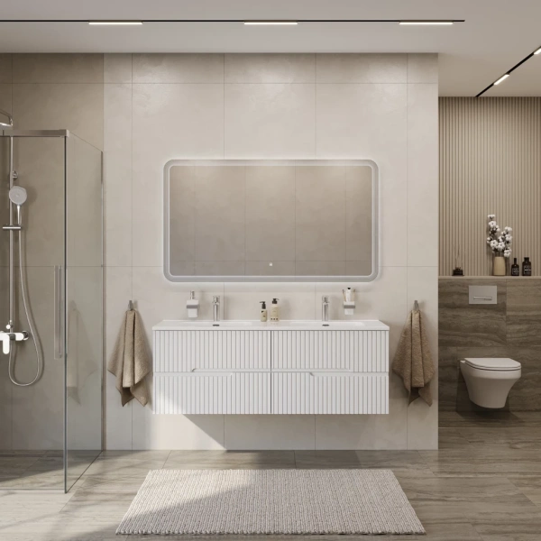 Тумба под раковину Cezares DUET-N-1400-4C-SO-2-BL Bianco Lucido