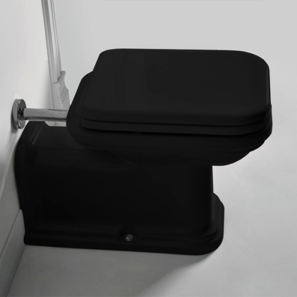 Чаша напольного унитаза Kerasan Waldorf 411631 без сиденья, черный матовый