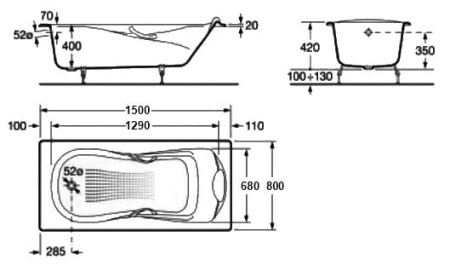 Ванна чугунная Roca Haiti (150x80) 2332G000R