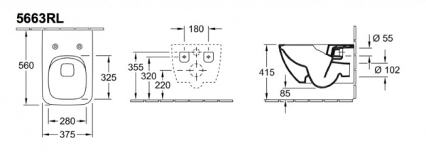 Унитаз подвесной Villeroy&Boch Legato 5663RL01