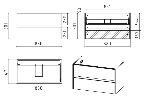 Тумба под раковину Misty Алиса 90  Э-Али01090-011П2Я