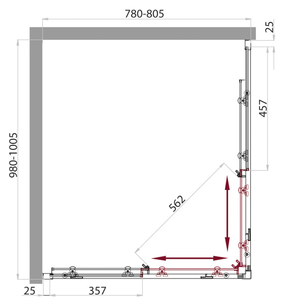 Душевой уголок (100х80) BelBagno SELA-AH-2-100/80-P-Cr