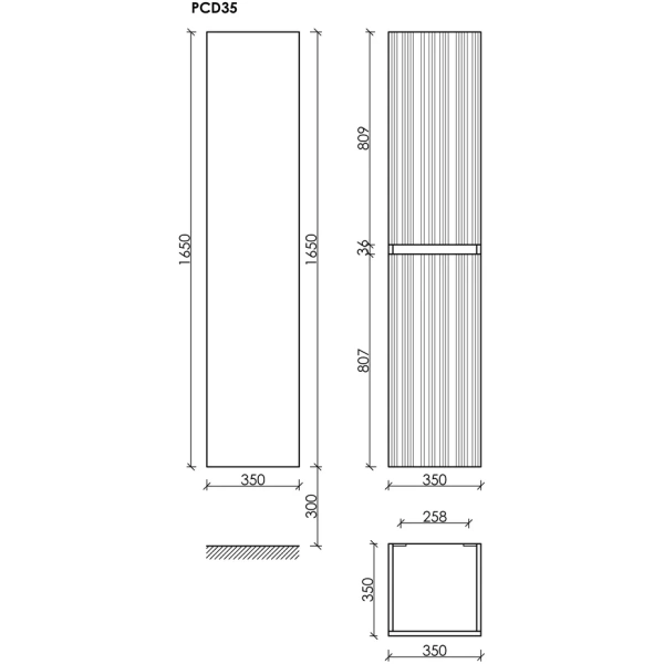 Шкаф-пенал подвесной Sancos Code PCD35GP серая платина матовый