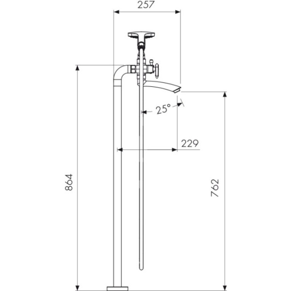 Смеситель для ванны и душа напольный Kaiser Trio 57222, хром