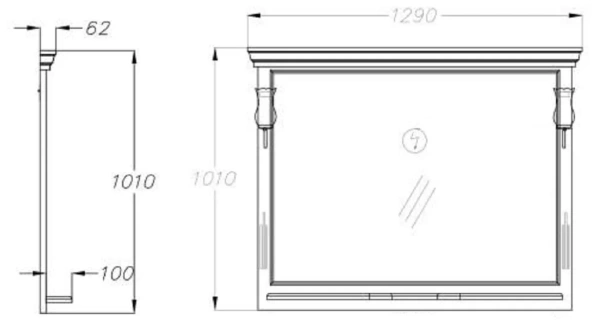 Зеркало Opadiris Риспекто 120 00-00007051  белый матовый, с выключателем, без светильника
