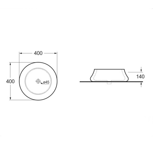 Раковина накладная (40х40) Vincea VBS-109 белый