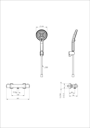 Смеситель для душа с термостатом WONZON & WOGHAND INN 3, темный графит WW-B2003-A-BGG