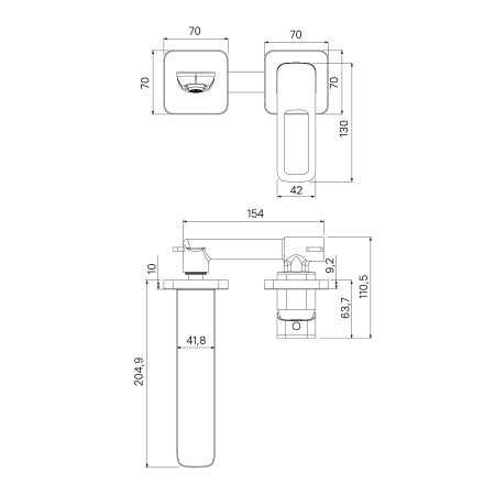 Встраиваемый смеситель для умывальника IDDIS черный матовый, Slide (SLIBL00i65)