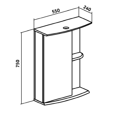 Зеркальный шкаф Runo левый Николь 55 (00000000037)