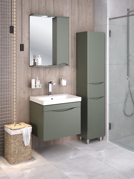 Зеркальный шкаф Runo правый цемент Афина 60 (00-00001207)