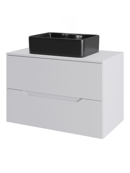 Тумба с раковиной подвесная 70 см, Orange Line Li-70TuwMDF+B01-475MB белый/черный