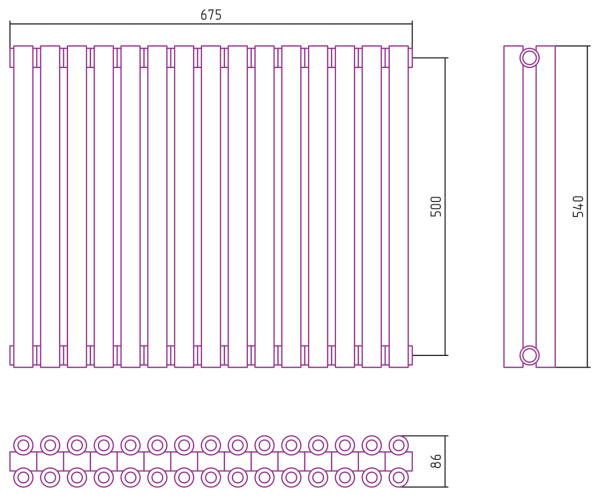 Полотенцесушитель Водяной Сунержа Эстет-00 (50х67) 15 секций Матовый Черный 31-0332-5015