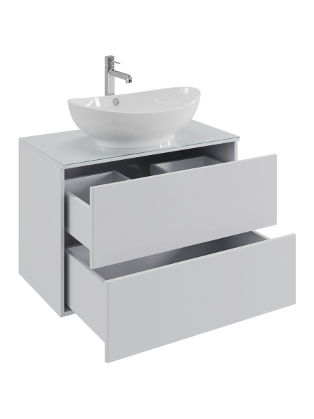 Тумба с раковиной Orange Otto Ot-75TuGLASS+G56 подвесная, белый