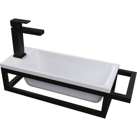 Консоль подвесная Grossman МЕТРИС-50 см 105002 черная, с полотенцедержателем