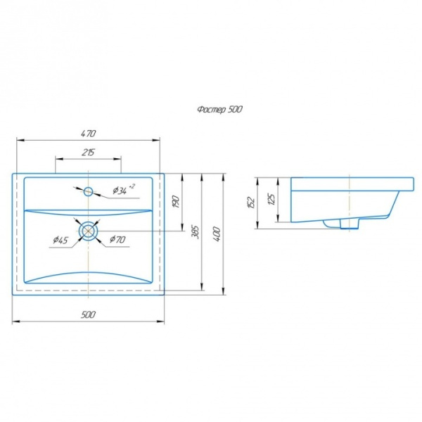 Раковина полувстраиваемая (50х40) Kirovit Фостер 50