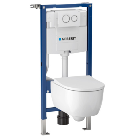 Унитаз с инсталляцией подвесной безободковый GEBERIT iCon 500.060.TC.I с горизонтальным выпуском