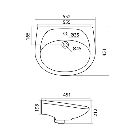 Раковина подвесная (55,2х45,1) Santek Бриз 55 1WH110460