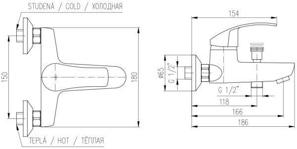 Смеситель для ванны Rav Slezak Mississippi MS054.5/1