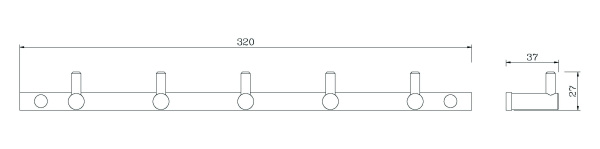 Планка настенная узкая 5 крючков RUSH Bianki BI76252