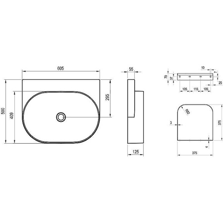Раковина подвесная Ravak Yard 60 XJX0D060000