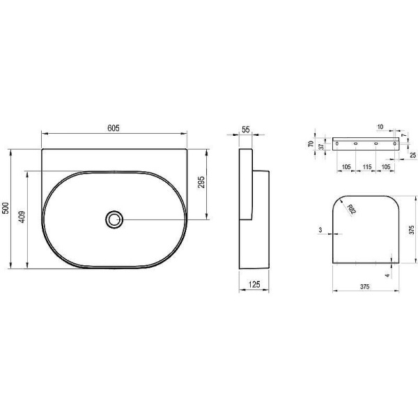 Раковина подвесная Ravak Yard 60 XJX0D060000