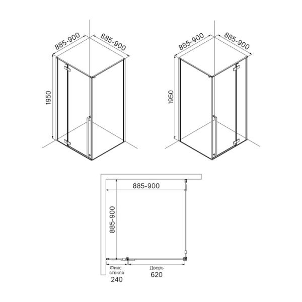 Душевое ограждение IDDIS Slide глянцевый алюминиевый профиль (SLI6GS0i23)