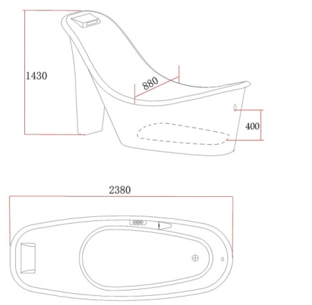 Акриловая ванна Gemy RF1253BG (233x88)