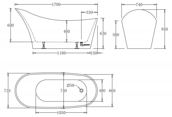 Ванна акриловая BelBagno BB64-1700 Ванна акриловая BelBagno BB64-1700