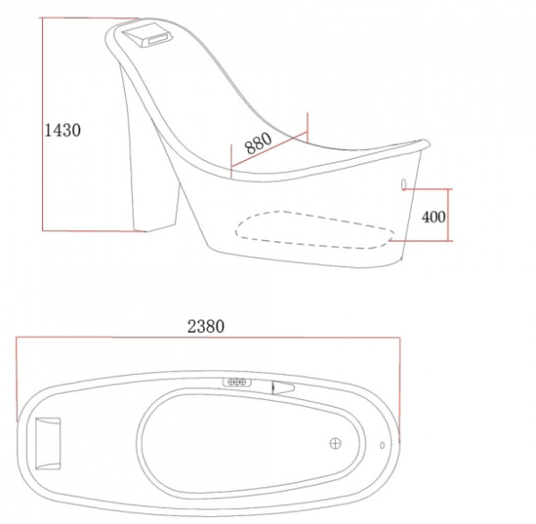 Акриловая ванна Gemy RF1253BG (233x88)