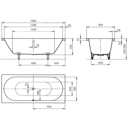 Ванна стальная Kaldewei Classic Duo 114 190х90 белый 291500010001