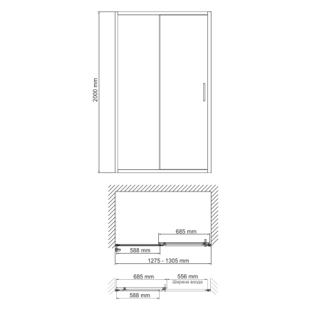 Душевая дверь  (130х200) WasserKRAFT Main 41S30